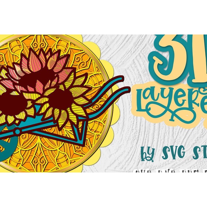 Design 3D de Paste cu floarea-soarelui, Intrahome, 15x15 cm, din plywood 3mm-4mm, pentru decoratiuni si proiecte DIY