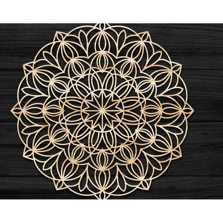Decupaj tridimensional din lemn, Intrahome, Mandala, 30x30 cm, 3mm-4mm, pentru decoratiuni si proiecte DIY
