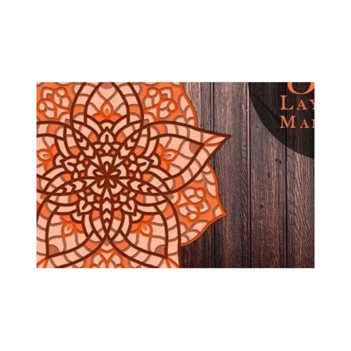Placa decorativa din plywood Mandala, 30x30 cm, set de 2, Intrahome