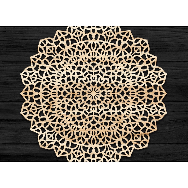 Decoratiune din lemn Mandala 30x30 cm, Intrahome, 3mm-4mm, pentru proiecte DIY