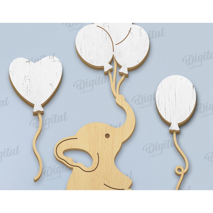 Set decorativ tridimensional din lemn, Intrahome, 30x20cm, pentru decorare si proiecte DIY