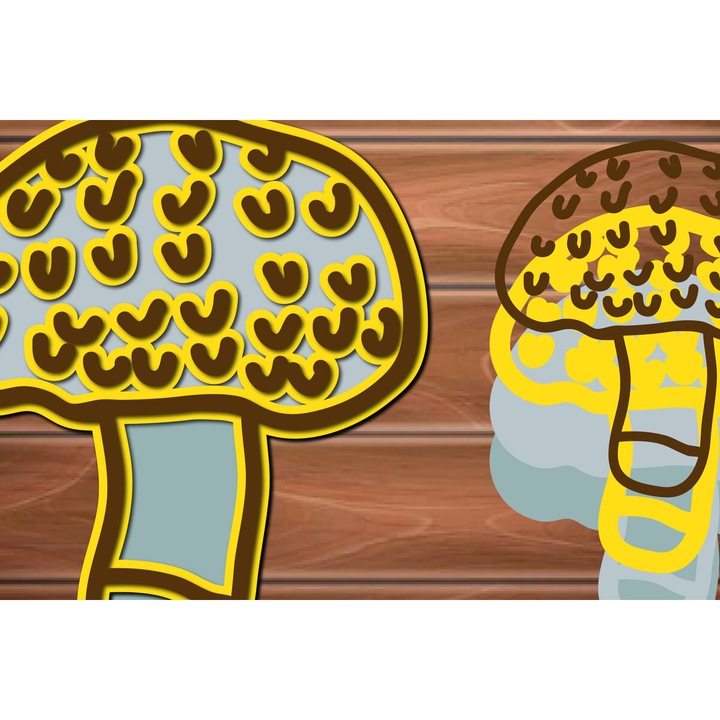 Decoratiune 3D din lemn, Intrahome, ciuperci stratificate, 15x15 cm, set pentru taiere cu plotter