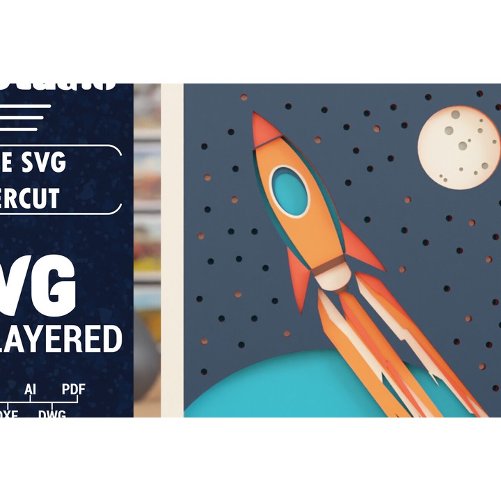 Korniza 3D Space Multilayer, Intrahome, Plywood 3mm-4mm, 1500x1500cm, pentru decoratiuni si proiecte DIY