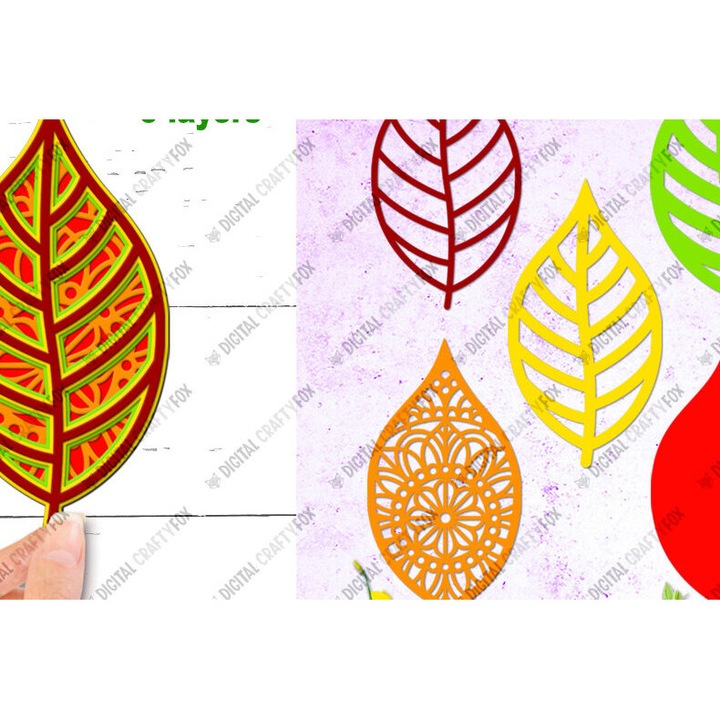 Decupaj 3D din hartie cu frunze, Mandala, Plywood 3mm-4mm, 3600x3600 cm, set diacrame pentru decorare