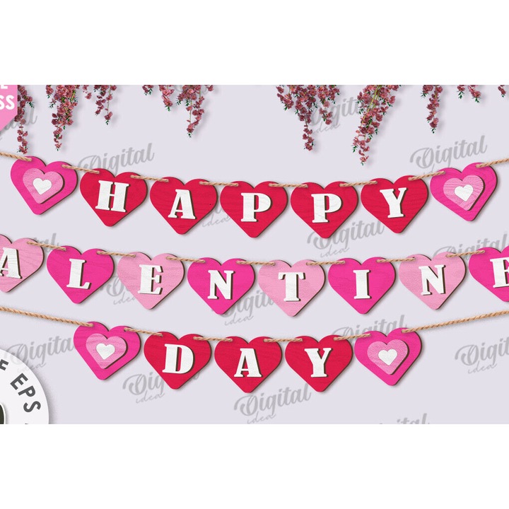 Pano tridimensional din plywood pentru Ziua Indragostitilor, Intrahome, 15x15 cm, ideal pentru decoratiuni si proiecte DIY