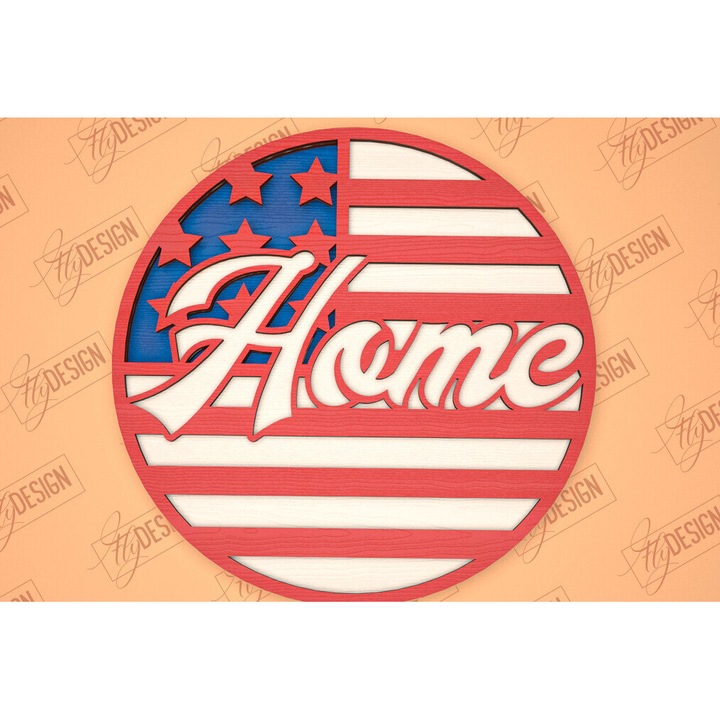 Placa decorativa din lemn, Intrahome, 30x20 cm, 4 bucati, design patriotic