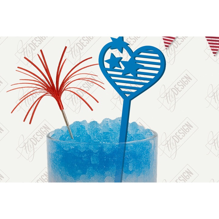 Set 4 bete de amestec pentru bauturi, Intrahome, din plywood, 15x15 cm, design geometric