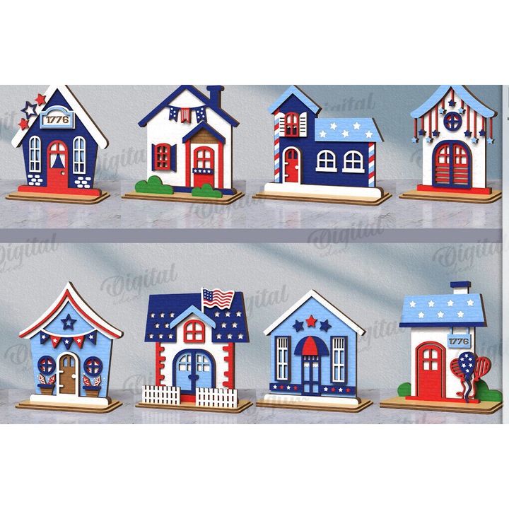 Set Placi Lemn, 4e Iouliou Houses, 30x20cm, 3x3cm, Plywood 3mm-4mm