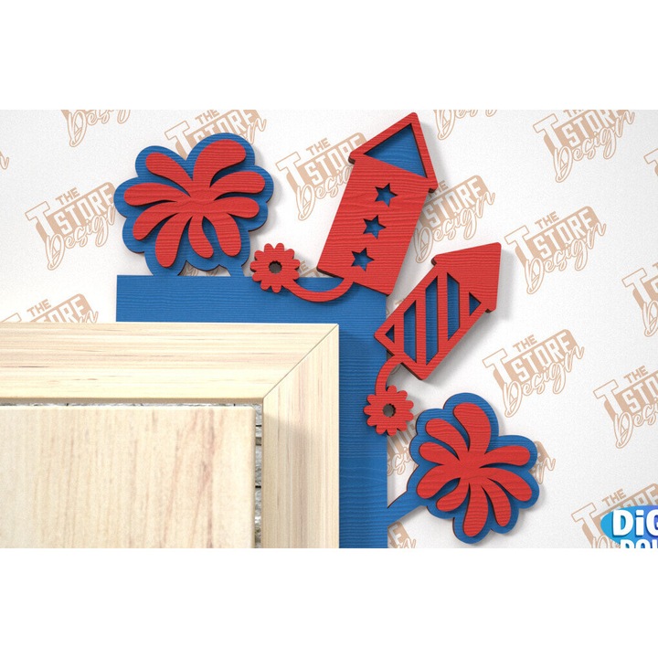 Set 4 Iouliou Gonia portas, Intrahome, epigrafe, 30x20 cm, din plywood 3mm-4mm