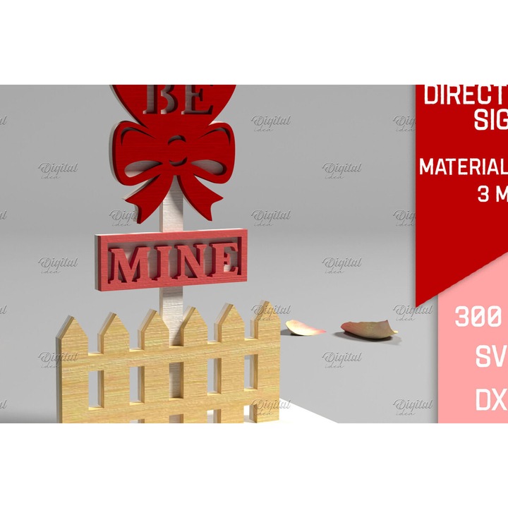 Set 3D Valentine, Intrahome, 15x15 cm, din plywood 3mm-4mm, pentru decorare si proiecte DIY