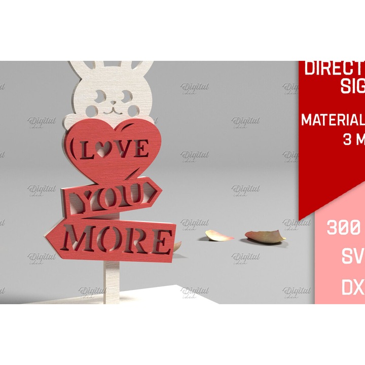 Set 3D Valentine, Intrahome, 15x15 cm, din plywood 3mm-4mm, pentru decorare si proiecte DIY
