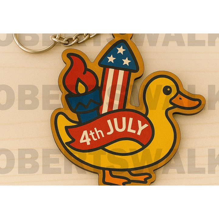 Breloc cu rata 4 Iouliou, Intrahome, din plywood 3mm-4mm, 6x6 cm, set pentru decorare si proiecte DIY