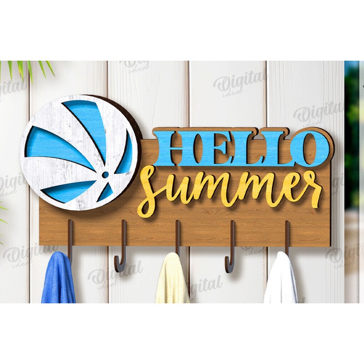 Suport din lemn plywood 3mm-4mm, Intrahome, trisdiastate, 30x20cm, pentru prosoape, decorativ, utilizare DIY