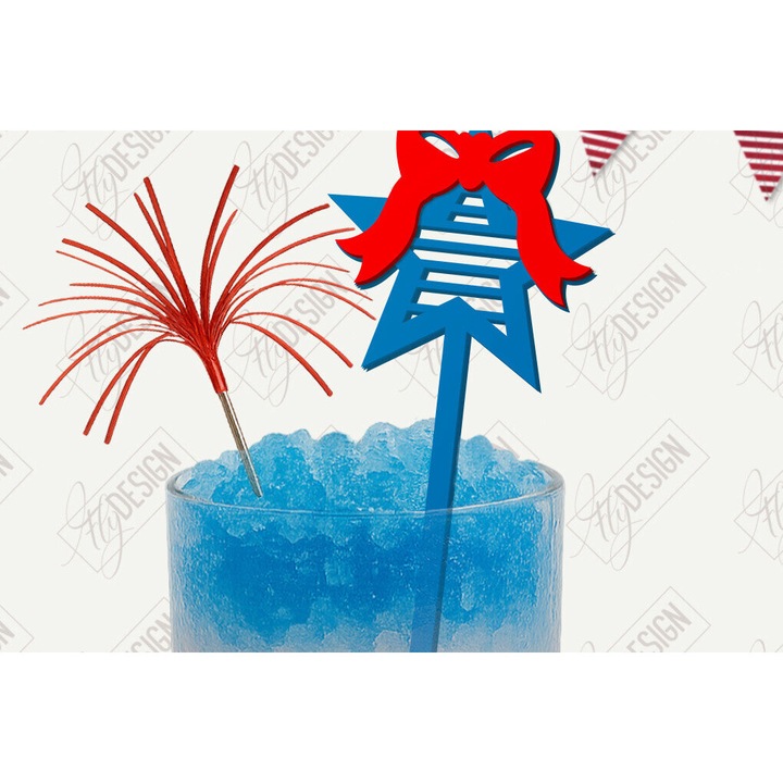 Set 4 bete de amestec pentru bauturi, Intrahome, din plywood, 15x15 cm, design geometric