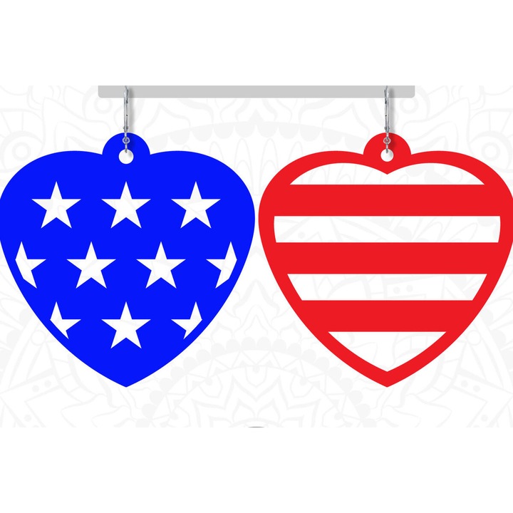 Cercei din lemn cu model inima, Intrahome, 3x3 cm, set pentru decorare si proiecte DIY