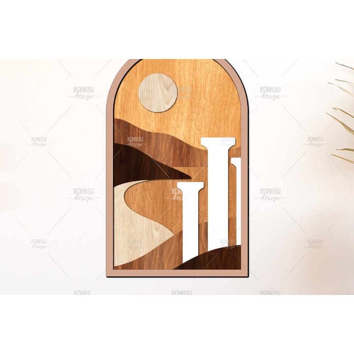 Placa decorativa, Intrahome, arhitectura antica, 40x40 cm, din plywood 3mm-4mm