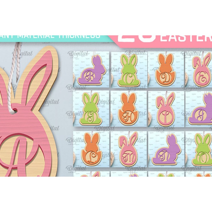 Set de decupaje din lemn pentru Paste, Intrahome, 15x15 cm, din plywood 3mm-4mm