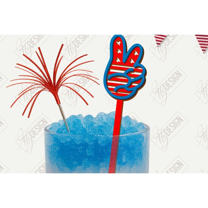 Set 4 bete de amestec pentru bauturi, Intrahome, din plywood, 15x15 cm, design geometric