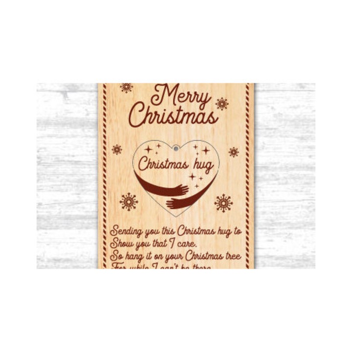 Figurina decorativa Craciun, Intrahome, A Little Christmas Hug, 15x15 cm, din plywood 3mm-4mm, set