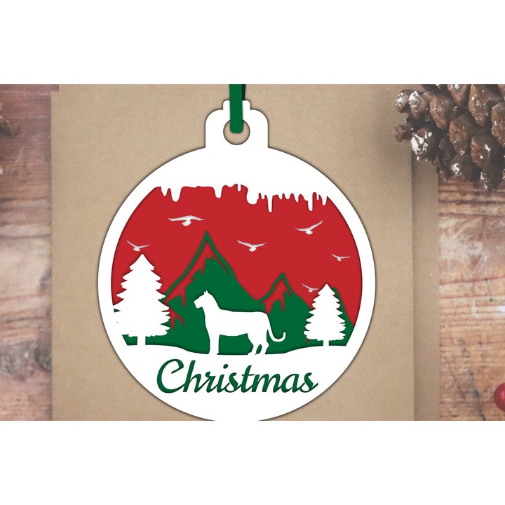 Decoratiune din lemn taiat cu laser, Intrahome, Papala de Craciun, 8x8 cm, 3mm-4mm