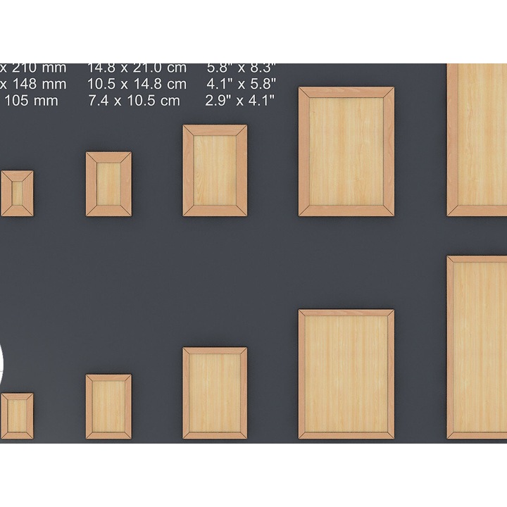 Rame foto A3-A4-A5-A6-A7, Intrahome, din plywood 3mm-4mm, 30x20 cm, set pentru decorare si proiecte DIY