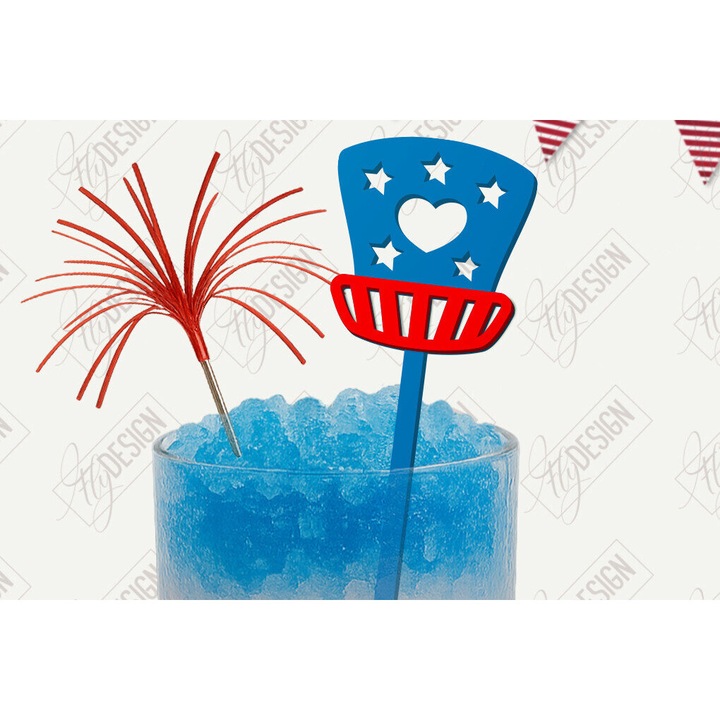 Set 4 bete de amestec pentru bauturi, Intrahome, din lemn de placaj, 15x15 cm, design geometric