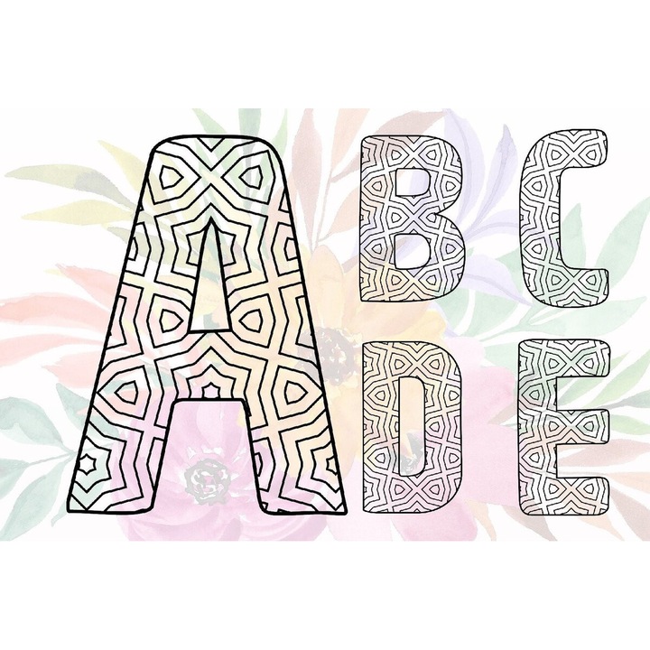 Pachet Alphabet a-Z /Paper Cut, Intrahome, 15x15 cm, Plywood 3mm-4mm, pentru decoratiuni si proiecte DIY