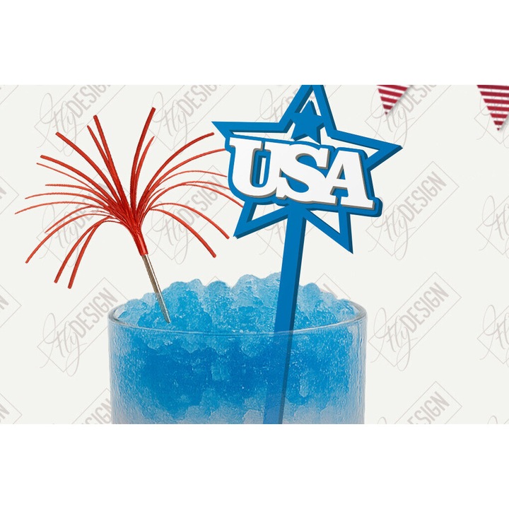 Set 4 bete de amestec pentru bauturi, Intrahome, 15x15 cm, din plywood, design geometric