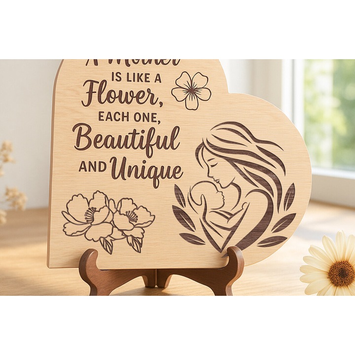 Placa decorativa din plywood Intrahome, 30x20 cm, 3mm-4mm, pentru proiecte DIY, taiata cu laser