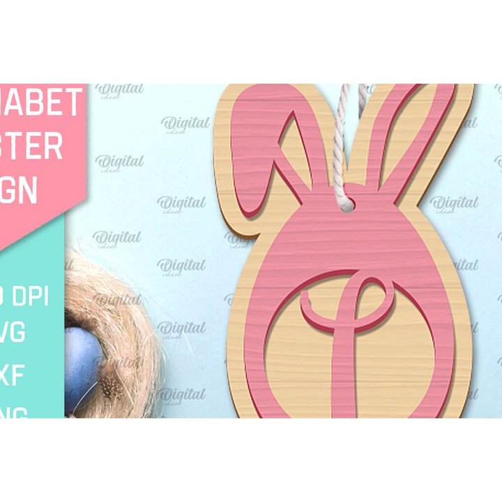 Set litere alfabet Paschalino, Intrahome, 15x15 cm, din plywood 3mm-4mm, pentru decorare si proiecte DIY