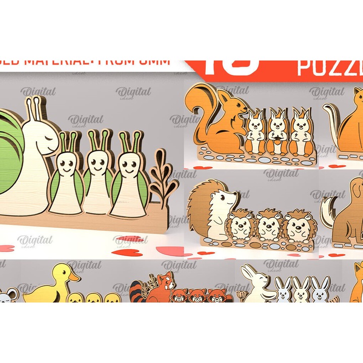 Set de taieturi din lemn de plywood 3mm-4mm, Intrahome, 6x6 cm, pentru proiecte DIY si decoratiuni