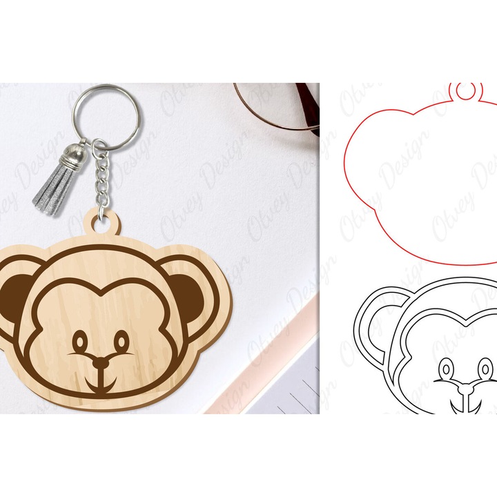 Breloc Mprelok Zoon, 6x6 cm, din plywood 3mm-4mm, set de decoratiuni DIY