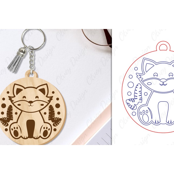 Breloc Mprelok Zoon, 6x6 cm, din plywood 3mm-4mm, set de decoratiuni DIY