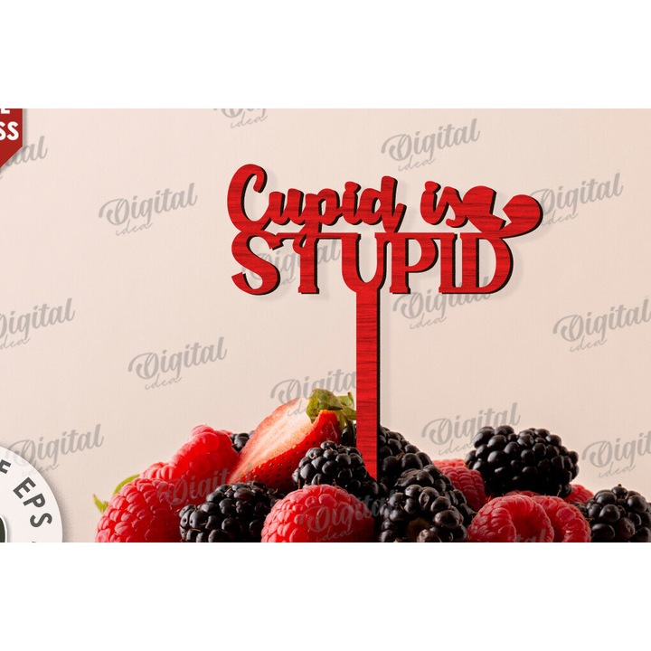 Decoratiune tort Anti Valentines, Intrahome, 15x15cm, din plywood 3mm-4mm, pentru decoratiuni si proiecte DIY