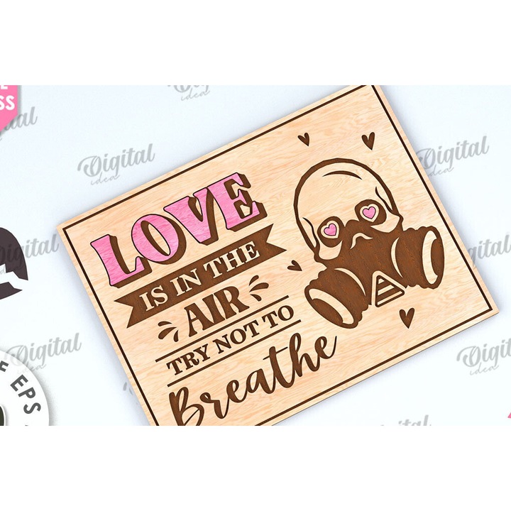 Carte de felicitare, Intrahome, ziua indragostitilor, 15x15 cm, din lemn de placaj