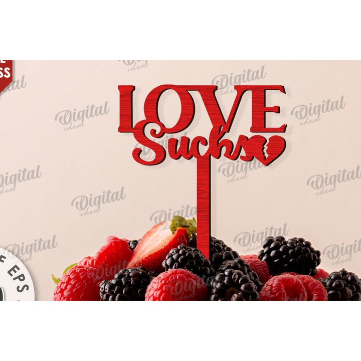 Decorativ Anti Valentines Cake Topper, Intrahome, 15x15cm, din plywood 3mm-4mm