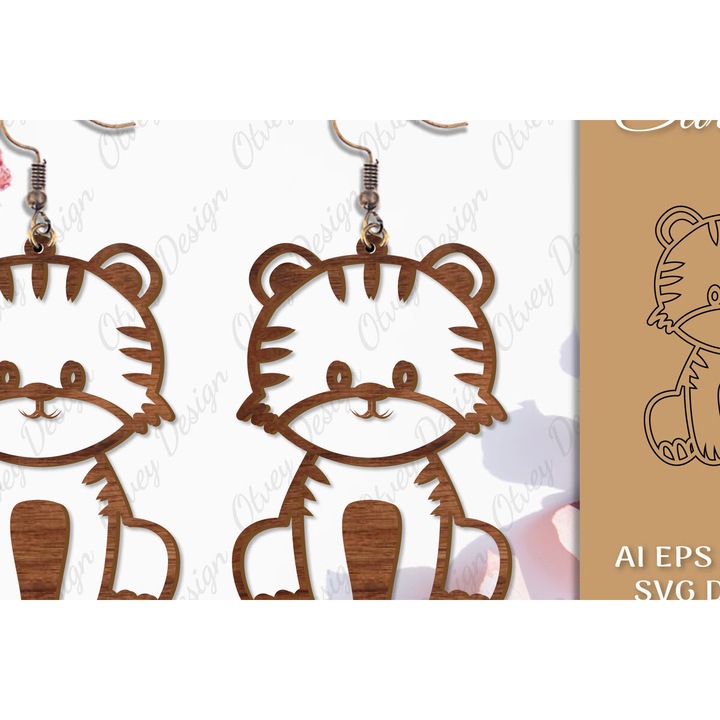 Cercei din lemn, Intrahome, 3x3 cm, set pentru decorare si proiecte DIY