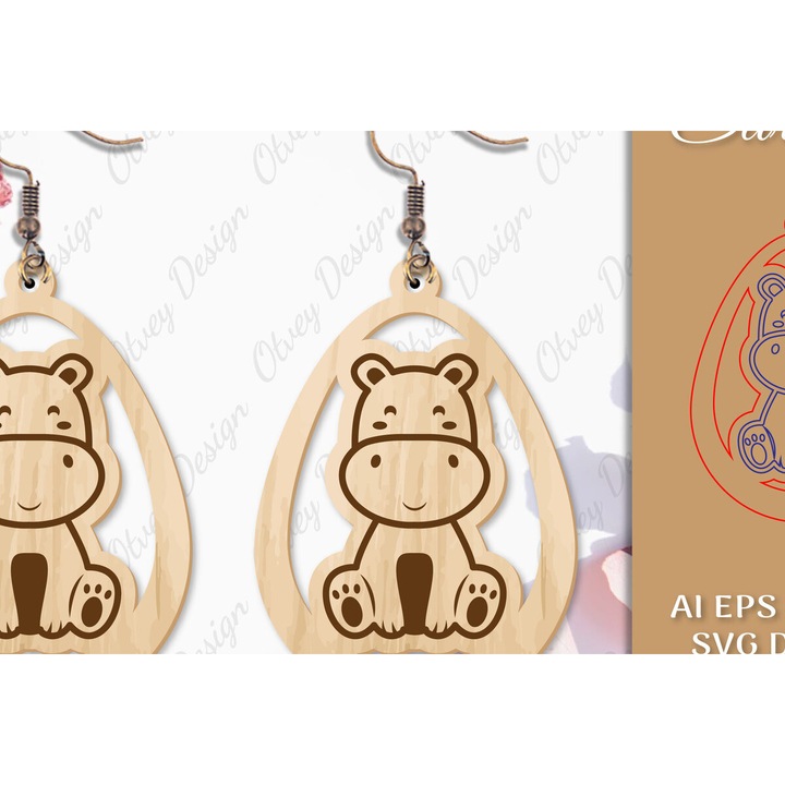 Cercei din lemn, Intrahome, 3x3 cm, set pentru decorare si proiecte DIY