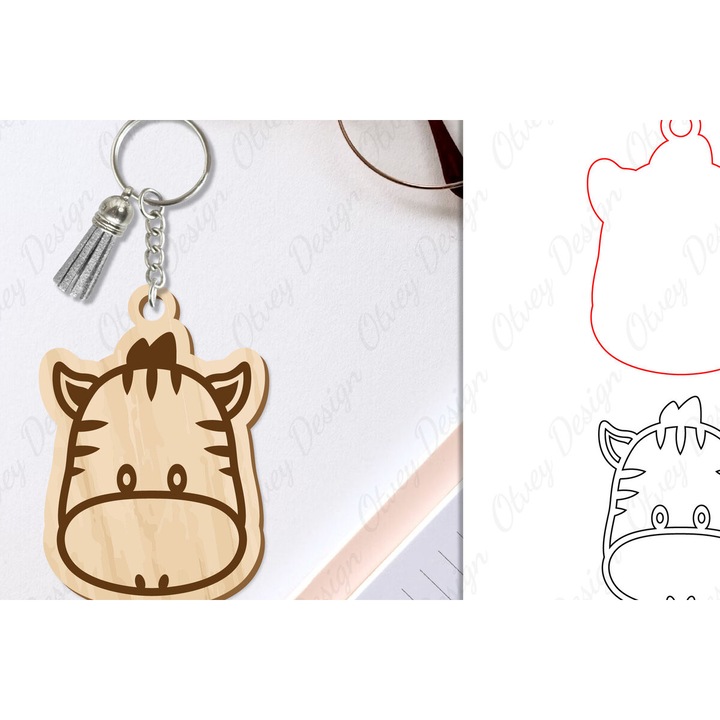 Breloc Mprelok Zoon, 6x6 cm, din plywood 3mm-4mm, set de decoratiuni DIY