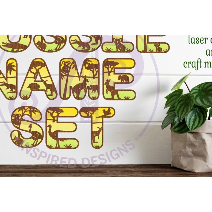 Set litere alfabet australian, Intrahome, 5x5 cm, din plywood 3mm-4mm, pentru decorare si proiecte DIY