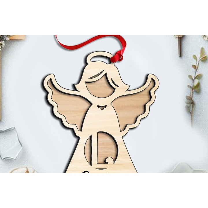 Litera inger L din lemn, Intrahome, 8x8 cm, pentru decoratiuni si proiecte DIY