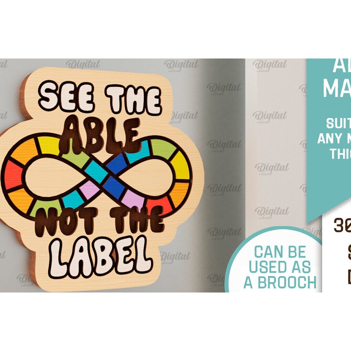 Placa din lemn cu magnet pentru autism, Intrahome, 30x20 cm, 3mm-4mm, pentru decorare si proiecte DIY