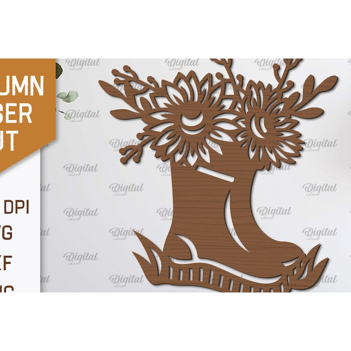 Decoratiune de perete din lemn, Intrahome, 30x20 cm, pentru proiecte DIY, taiat cu laser