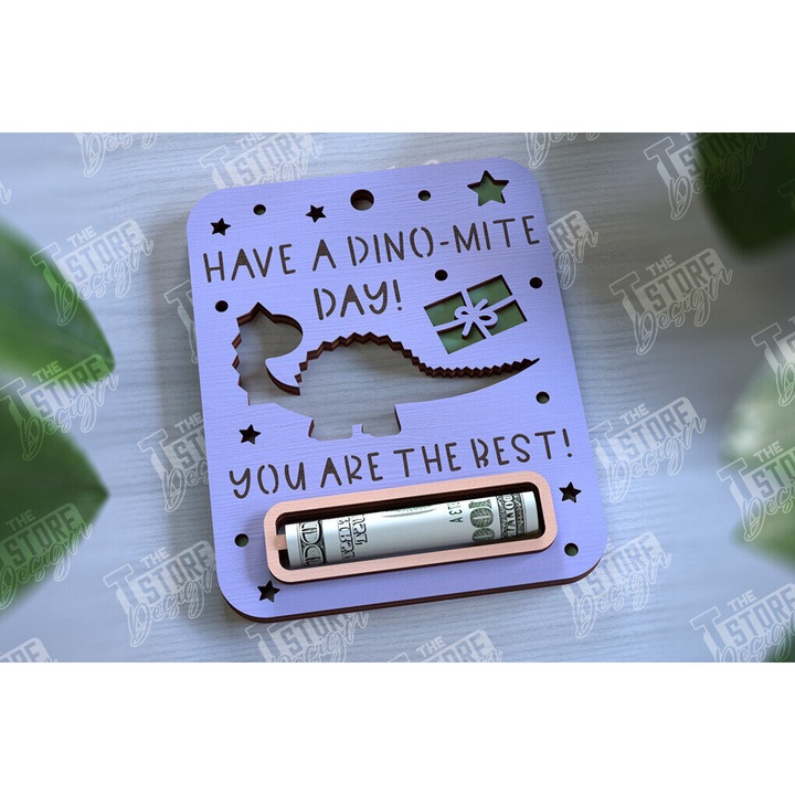 Card de bani pentru baieti, Intrahome, 10x20 cm, din lemn de placaj, ideal pentru decoratiuni si proiecte DIY