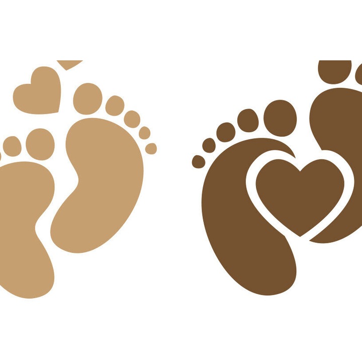 Decoratiune camera copilului, Intrahome, Baby Footprint, Baby Feet Hearts, 15x15 cm, din plywood 3mm-4mm