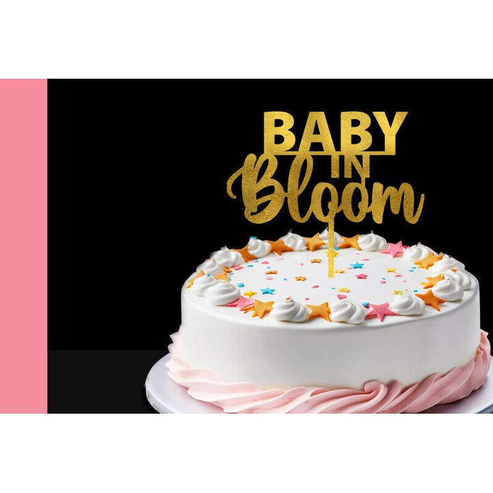 Tocator de tort Baby in Bloom, Intrahome, 30x20 cm, din plywood 3mm-4mm, pentru decorare si proiecte DIY