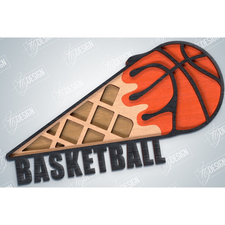 Panou baschet, Intrahome, 30x20 cm, din plywood 3mm-4mm, pentru decorare si proiecte DIY