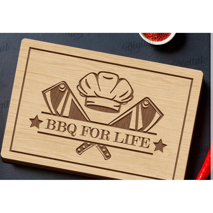 Tocator de bucatarie, Intrahome, sanida copes BBQ, 30x20 cm, din plywood 3mm-4mm, pentru decorare si proiecte DIY