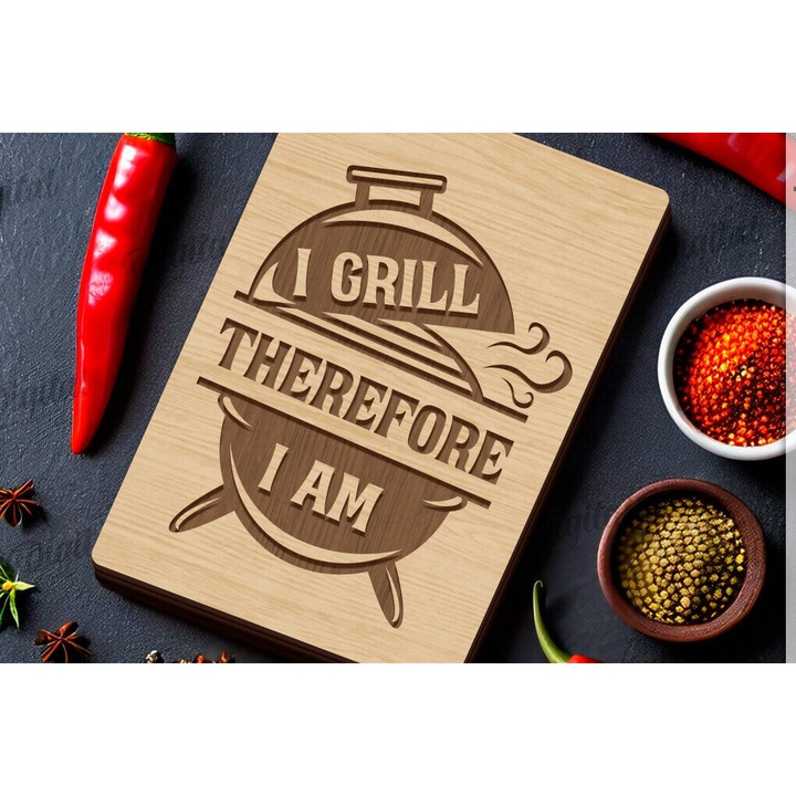 Tocator de bucatarie, Intrahome, sanida copes BBQ, 30x20cm, din plywood 3mm-4mm, pentru decoratiuni si proiecte DIY