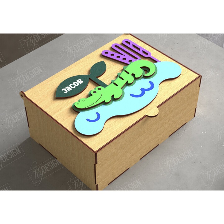 Cutie de Amintiri pentru Bebelusi, Intrahome, 10x10 cm, din Plywood, pentru Decoratiuni si Proiecte DIY